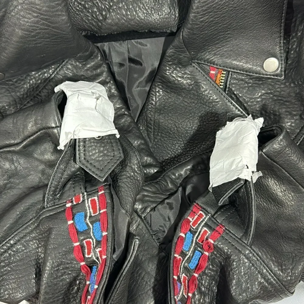 FREE PEOPLE MARI MOTO LEATHER JACKET NEW MEDIUM - Picture 16 of 16
